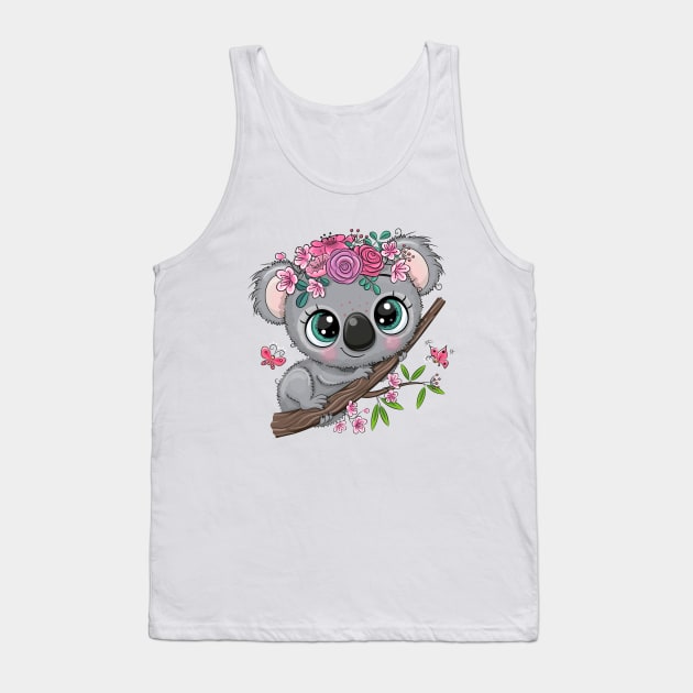 Cute Koala bear on a branch Tank Top by Reginast777